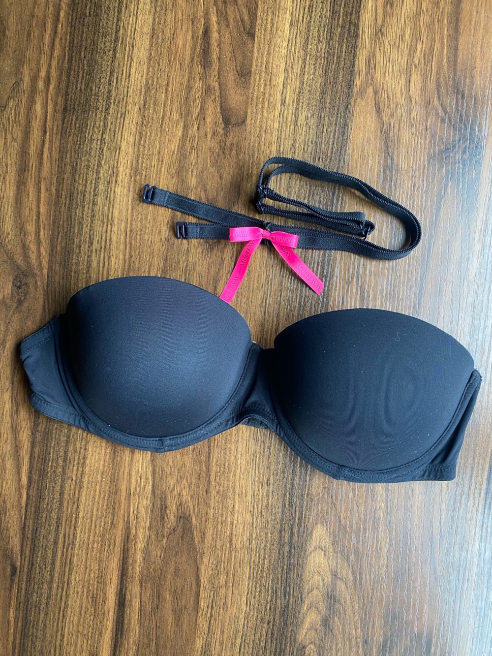 PINK Victoria's Secret Black Strapless Wear Everywhere Multi Way Push-Up Bra